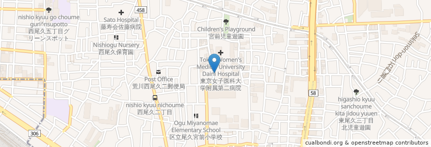 Mapa de ubicacion de コーポ西尾久 en Japan, Tokyo.