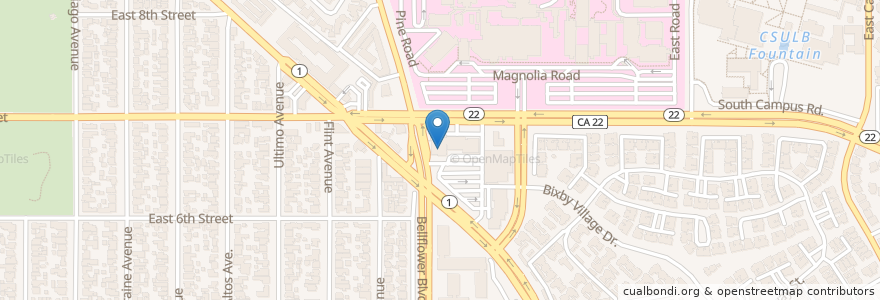 Mapa de ubicacion de CVS en Estados Unidos Da América, Califórnia, Los Angeles County, Long Beach.