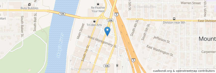 Mapa de ubicacion de 3rd Street Cafe en Vereinigte Staaten Von Amerika, Washington, Skagit County, Mount Vernon.
