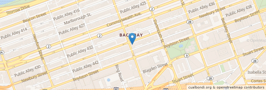 Mapa de ubicacion de Stephany's on Newbury en 미국, 매사추세츠, Suffolk County, Boston.