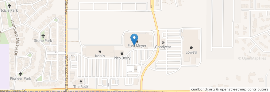 Mapa de ubicacion de Fred Meyer Pharmacy en United States, Oregon, Multnomah County.