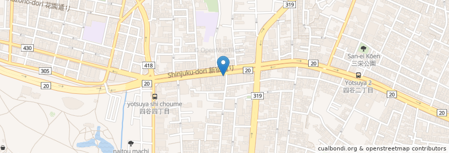 Mapa de ubicacion de 鳴門鯛焼本舗 en Jepun, 東京都, 新宿区.