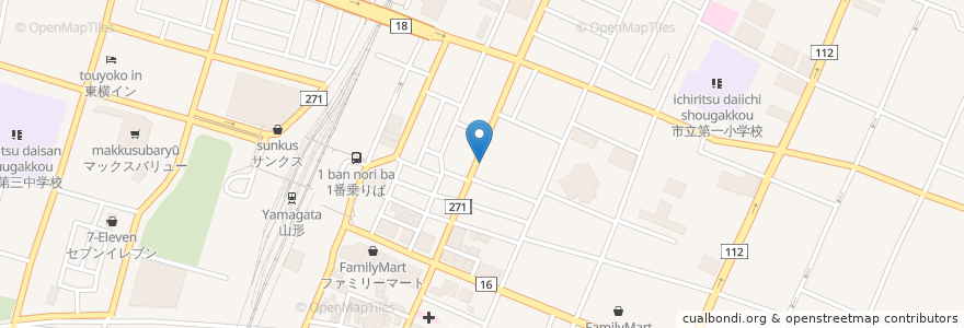 Mapa de ubicacion de ヤマト運輸 山形駅前 en Japon, Préfecture De Yamagata, Yamagata.