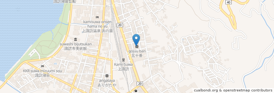 Mapa de ubicacion de 五十番 en Giappone, Prefettura Di Nagano, 諏訪市.