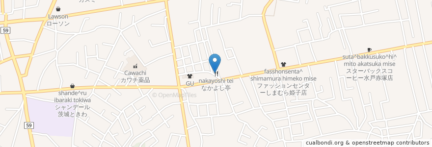 Mapa de ubicacion de なかよし亭 en Jepun, 茨城県, 水戸市.