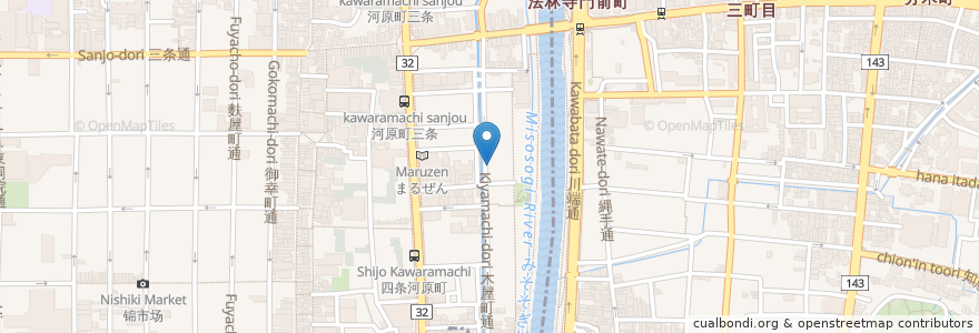 Mapa de ubicacion de Mario trattoria en ژاپن, 京都府, 京都市, 中京区.