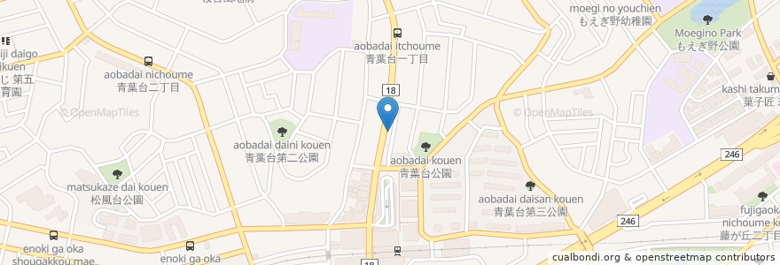 Mapa de ubicacion de 横浜信用金庫 en Japon, Préfecture De Kanagawa, 横浜市, 青葉区.