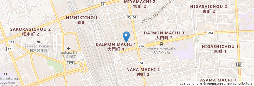 Mapa de ubicacion de 金の蔵 en Japonya, 埼玉県, さいたま市, 大宮区.