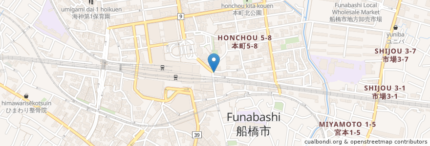 Mapa de ubicacion de 天ぷら 松島 en Japan, 千葉県, 船橋市.