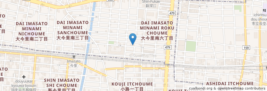 Mapa de ubicacion de 大栄湯 en Japón, Prefectura De Osaka, Osaka, 東成区.