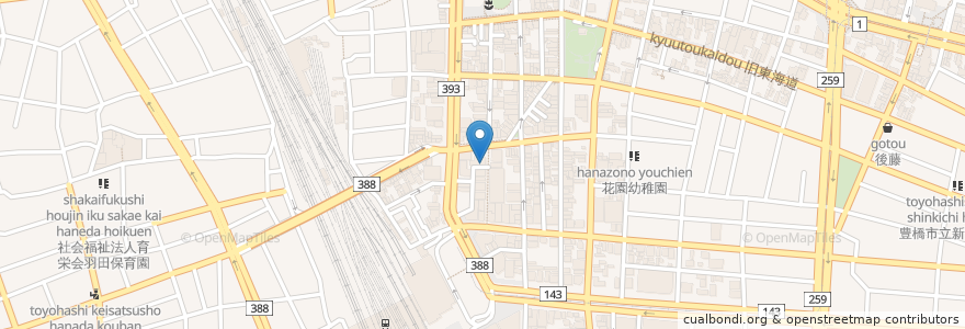 Mapa de ubicacion de 焼肉 芯 en 日本, 愛知県, 豊橋市.