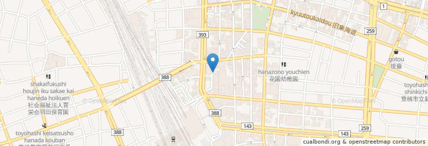 Mapa de ubicacion de 焼肉 きんた en 日本, 爱知县, 豊橋市.