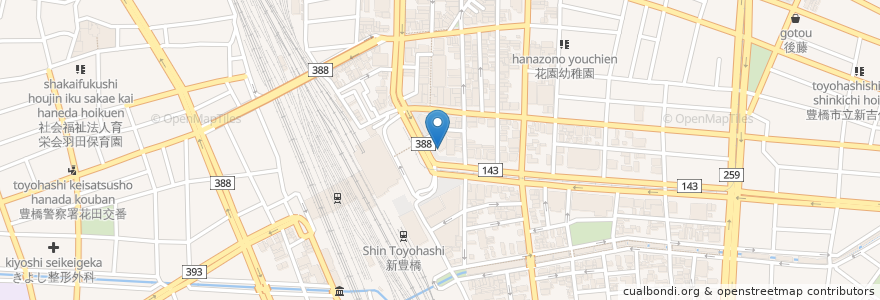 Mapa de ubicacion de 三代目鳥メロ en 일본, 아이치현, 豊橋市.