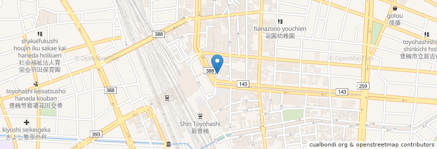 Mapa de ubicacion de 餃子の王将 en Jepun, 愛知県, 豊橋市.