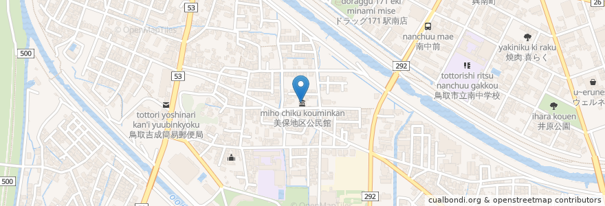 Mapa de ubicacion de 美保地区公民館 en Japan, Präfektur Tottori, 鳥取市.