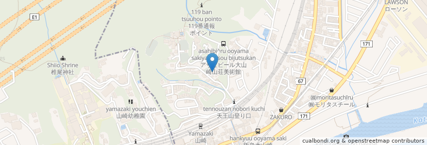 Mapa de ubicacion de 大念寺 en Japonya, 京都府, 乙訓郡, 大山崎町.