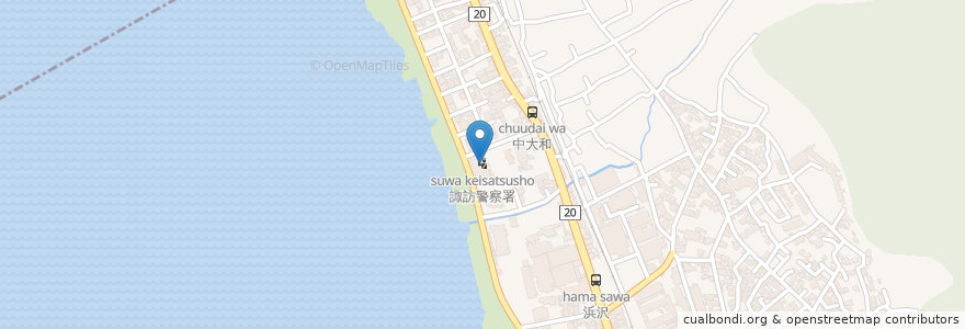 Mapa de ubicacion de 諏訪警察署 en 일본, 나가노현, 스와 시.