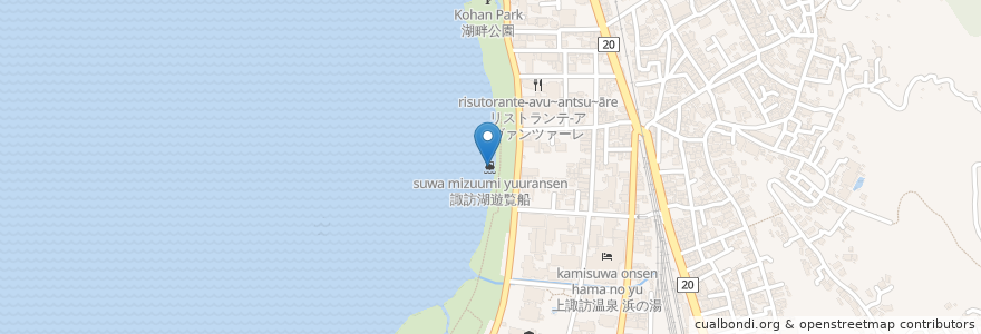 Mapa de ubicacion de 諏訪湖遊覧船 en Japón, Prefectura De Nagano, 諏訪市.