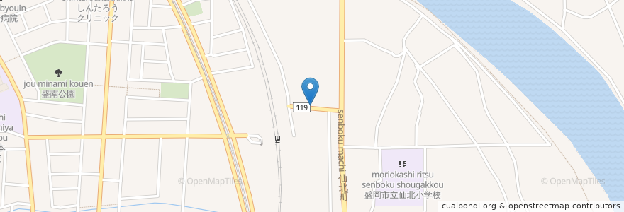 Mapa de ubicacion de 盛岡仙北町郵便局 en Japón, Prefectura De Iwate, 盛岡市.