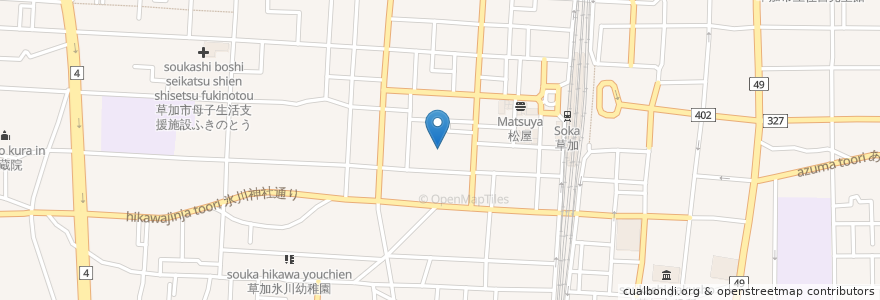 Mapa de ubicacion de 草加神社 en ژاپن, 埼玉県, 草加市.