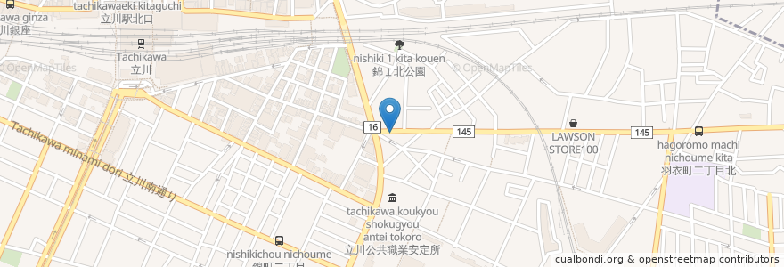 Mapa de ubicacion de ひまわり亭 en Japonya, 東京都, 立川市.