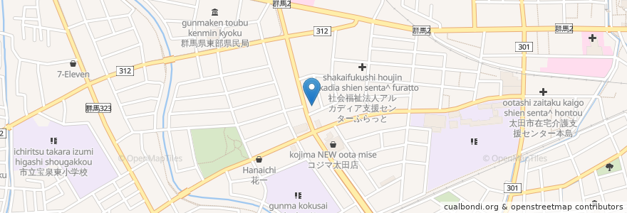 Mapa de ubicacion de ラーメン慈苑 en 일본, 군마현, 太田市.