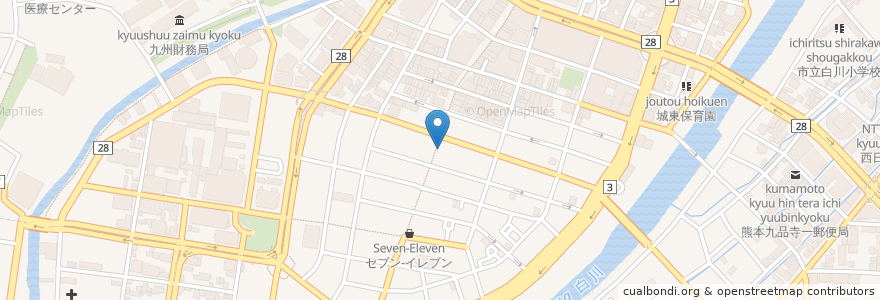 Mapa de ubicacion de 漁港直送 目利きの銀次 en 일본, 구마모토현, 구마모토시, 中央区.