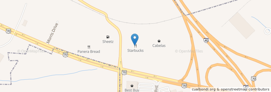 Mapa de ubicacion de Starbucks en Amerika Birleşik Devletleri, Kuzey Karolina, Wake County, Garner.