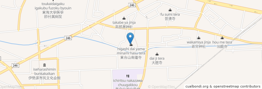 Mapa de ubicacion de 東台山南蓮寺 en 日本, 神奈川県, 伊勢原市.