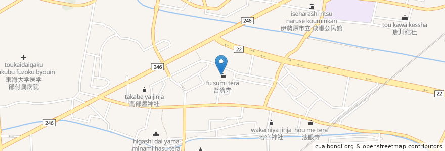 Mapa de ubicacion de 普濟寺 en Japón, Prefectura De Kanagawa, 伊勢原市.