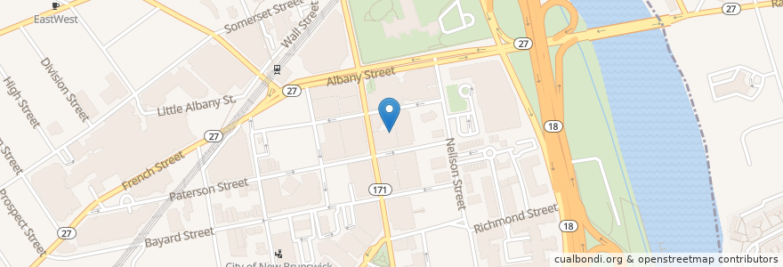 Mapa de ubicacion de Stress Factory Comedy Club en Соединённые Штаты Америки, Нью-Джерси, Middlesex County, New Brunswick.