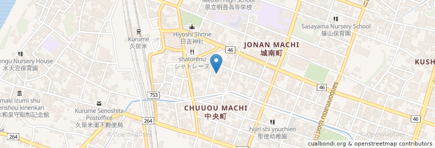 Mapa de ubicacion de 田中内科クリニック en Япония, Фукуока, 久留米市.