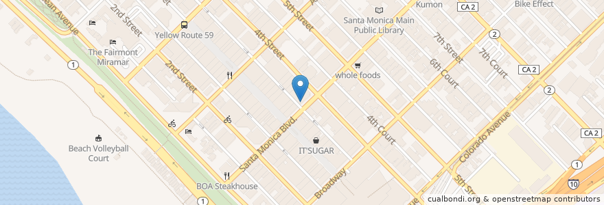 Mapa de ubicacion de Hooters en Estados Unidos Da América, Califórnia, Los Angeles County.