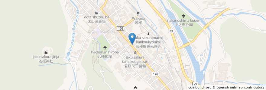 Mapa de ubicacion de ダイニングカフェ新 en Japan, Präfektur Tottori, 八頭郡, 若桜町.
