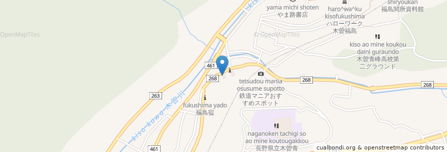 Mapa de ubicacion de 長野銀行 en Giappone, Prefettura Di Nagano, 木曽郡, 木曽町.