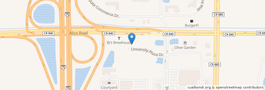 Mapa de ubicacion de BJ's Brewhouse en Vereinigte Staaten Von Amerika, Florida, Lee County.