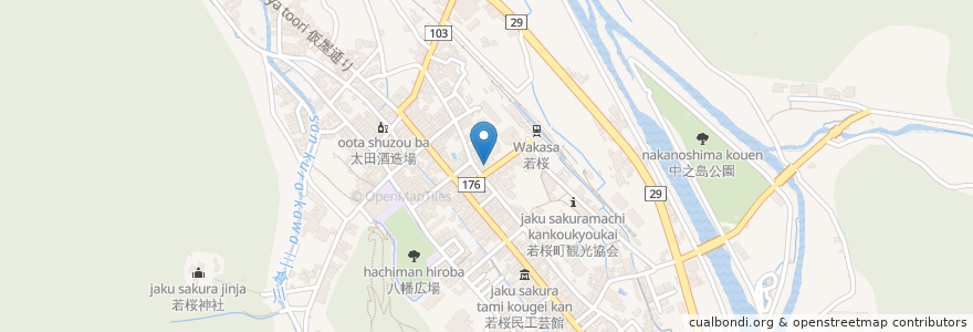 Mapa de ubicacion de 御食事処 大入 en Japan, Präfektur Tottori, 八頭郡, 若桜町.