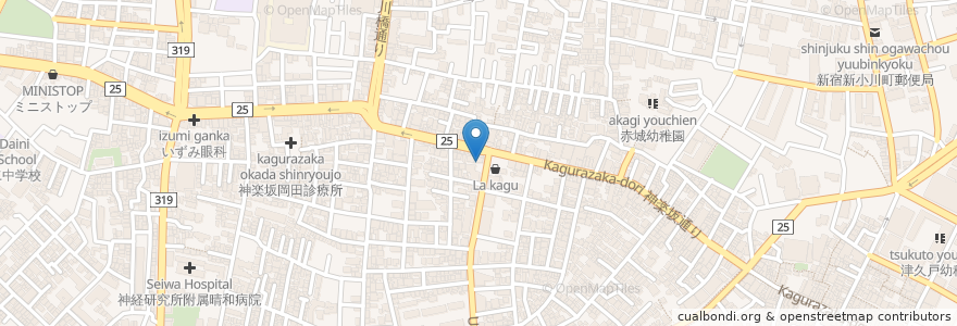 Mapa de ubicacion de 神楽坂駅前吉野歯科 en 日本, 東京都, 新宿区.