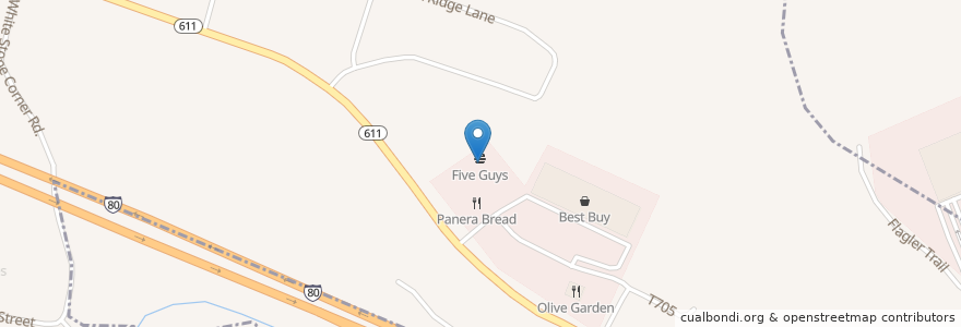 Mapa de ubicacion de Five Guys en Соединённые Штаты Америки, Пенсильвания, Monroe County, Stroud Township.