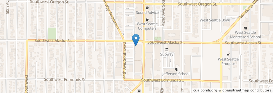 Mapa de ubicacion de Pharmaca West Seattle en Amerika Syarikat, Washington, King County, Seattle.