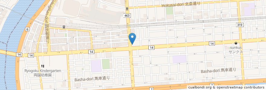 Mapa de ubicacion de 吉野家 en 日本, 东京都/東京都, 墨田区.