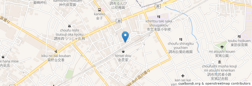 Mapa de ubicacion de Kakurega en 日本, 東京都, 調布市.