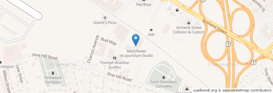 Mapa de ubicacion de Manchester Acupuncture Studio en Estados Unidos Da América, Nova Hampshire, Hillsborough County, Nashua.