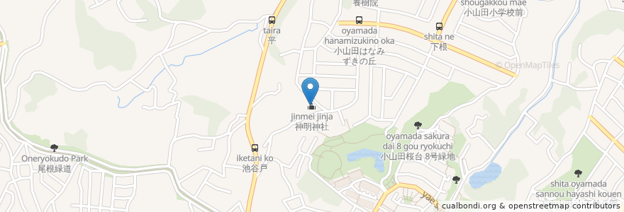 Mapa de ubicacion de 神明神社 en 일본, 도쿄도, 町田市.