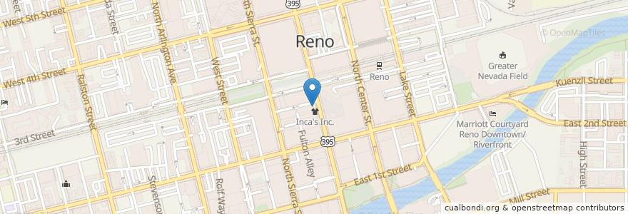 Mapa de ubicacion de Siri's Casino en United States, Nevada, Washoe County, Reno.