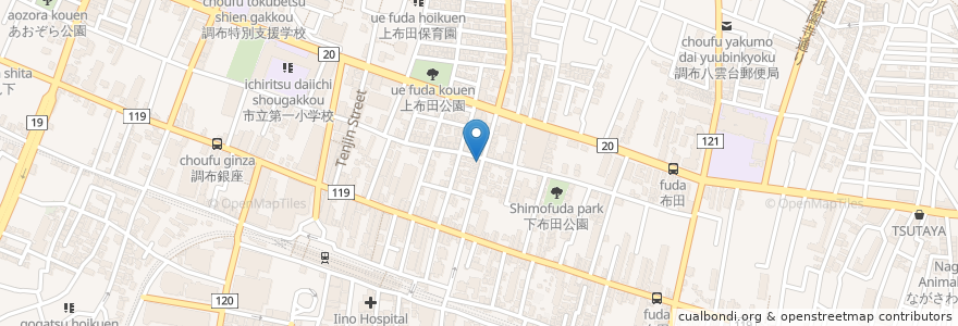 Mapa de ubicacion de ひし川 en Japan, 東京都, 調布市.