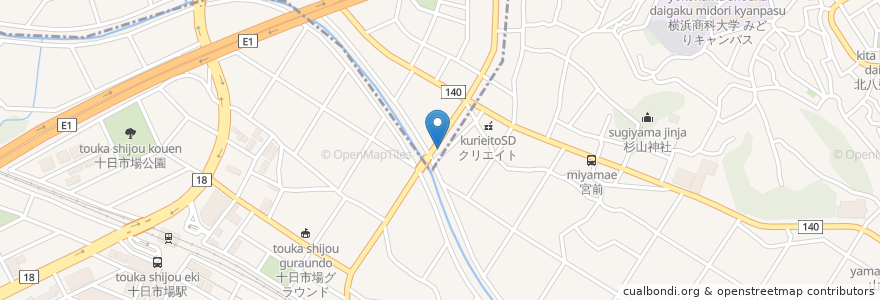 Mapa de ubicacion de 新光園(焼肉) en Япония, Канагава, Йокогама, Мидори, Аоба.