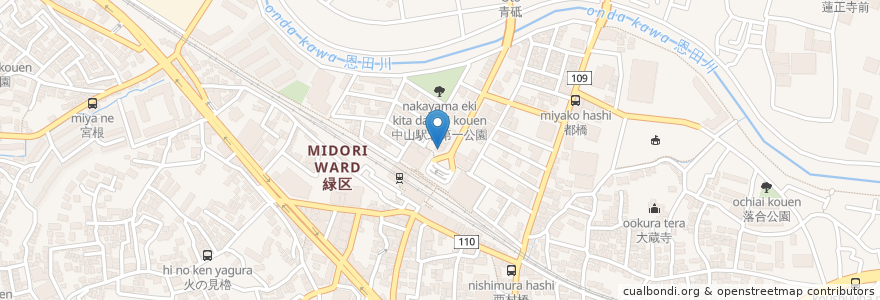 Mapa de ubicacion de なか卯 en Jepun, 神奈川県, 横浜市, 緑区.
