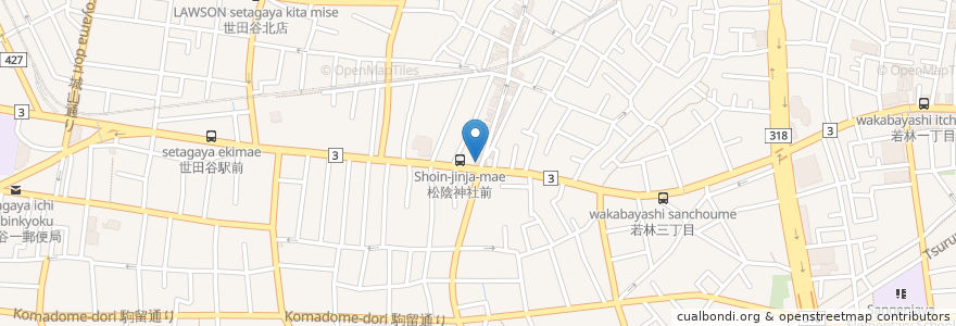 Mapa de ubicacion de 美の輪寿司 en 일본, 도쿄도, 世田谷区.