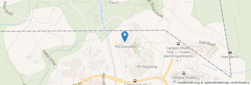 Mapa de ubicacion de PSI Dumpster en 美利坚合众国/美利堅合眾國, 加利福尼亚州/加利福尼亞州, 圣塔克鲁兹县, 圣塔克鲁兹.